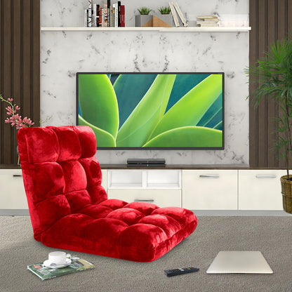 SOGA Floor Recliner Folding Lounge Sofa Futon Couch Folding Chair Cushion Red • LUZ-LoungeChairRed