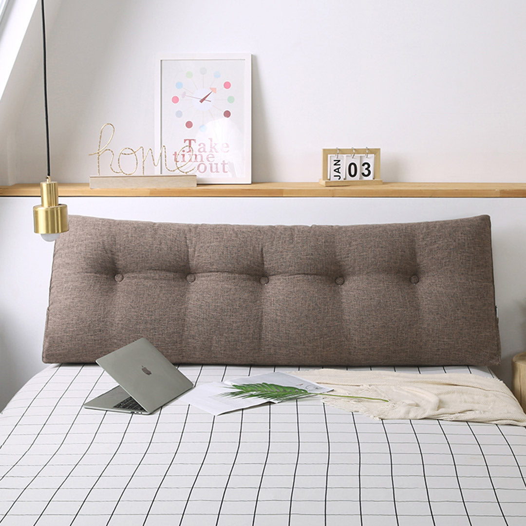 SOGA 150cm Coffee Triangular Wedge Bed Pillow Headboard Backrest Bedside Tatami Cushion Home Decor • LUZ-PillowFab150Coffee