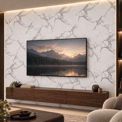 SOGA Peel & Stick Floor and Wall Tiles 30 x 60cm 10 Pack White Grey Faux Marble • LUZ-TileCZA054Med