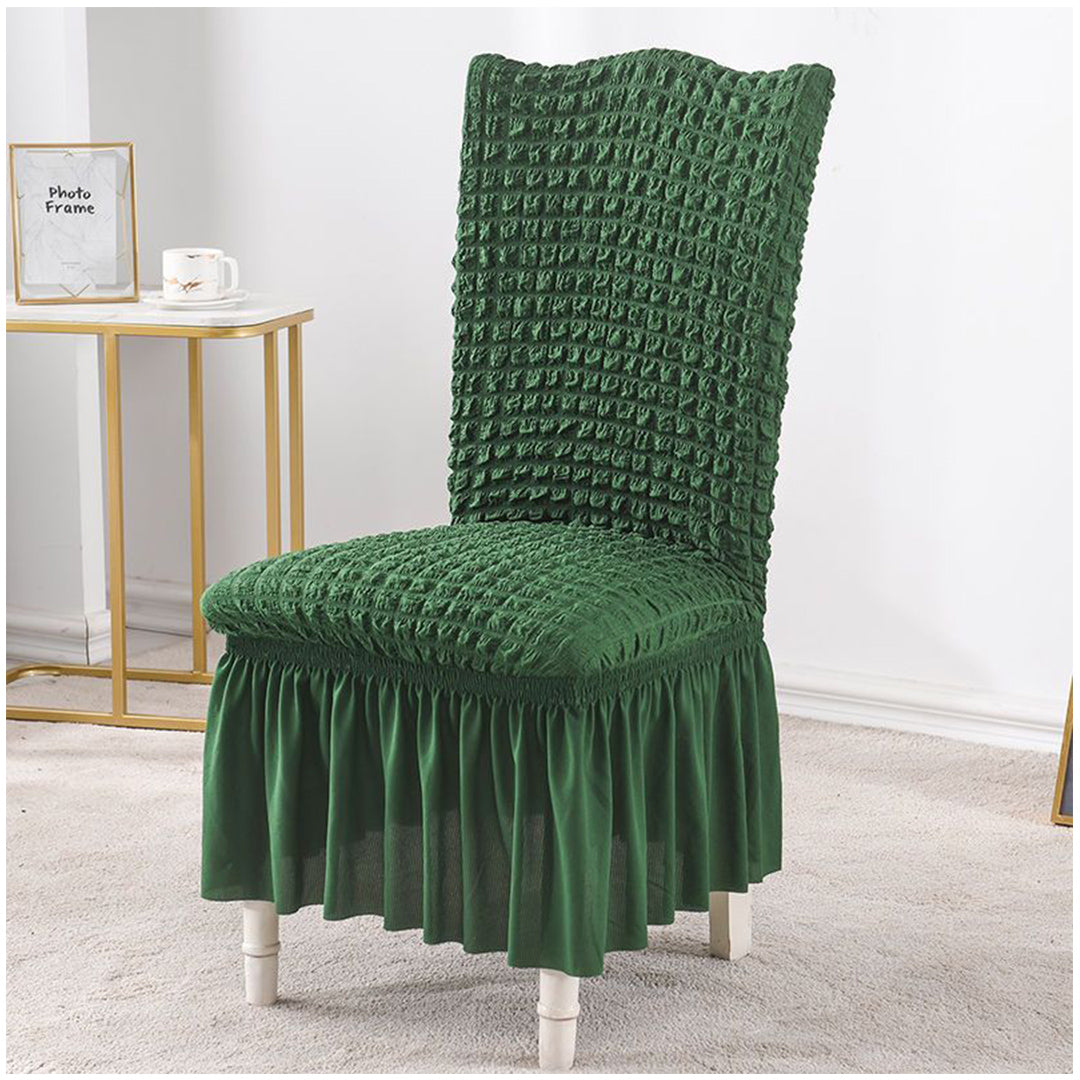 SOGA Dark Green Chair Cover Seat Protector with Ruffle Skirt Stretch Slipcover Wedding Party Home Decor • LUZ-Chaircov23C