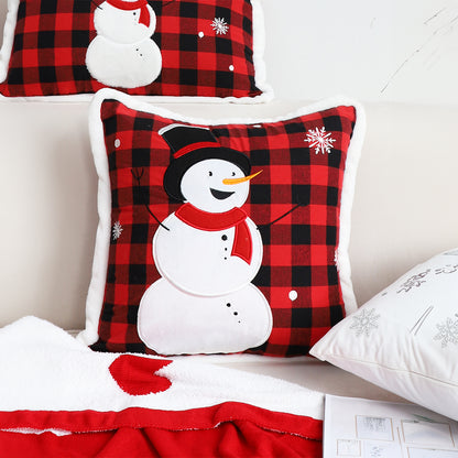 SOGA 45cm Throw Pillow Red Christmas Snowman Square Cushion for Festive Holiday Winter Home Decor • LUZ-FrenchCushion275