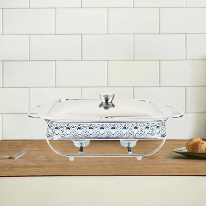 SOGA 2L Lace Edge Dining Stove Silver Color Portable Dining Cooking Appliance for Kitchen Essential • LUZ-ChafingDish6V18
