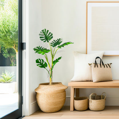 SOGA 4X 160cmTropical Monstera Palm Artificial Plant Tree, Real Touch Technology, with UV Protection • LUZ-APlantFHG1608X4