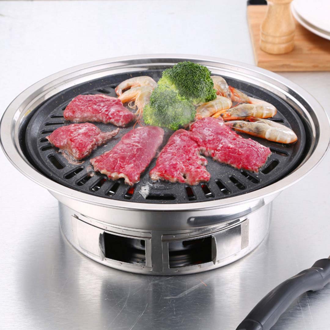 SOGA 2X BBQ Grill Stainless Steel Portable Smokeless Charcoal Grill Home Outdoor Camping • LUZ-KoreanCharcoalBBQRoundX2