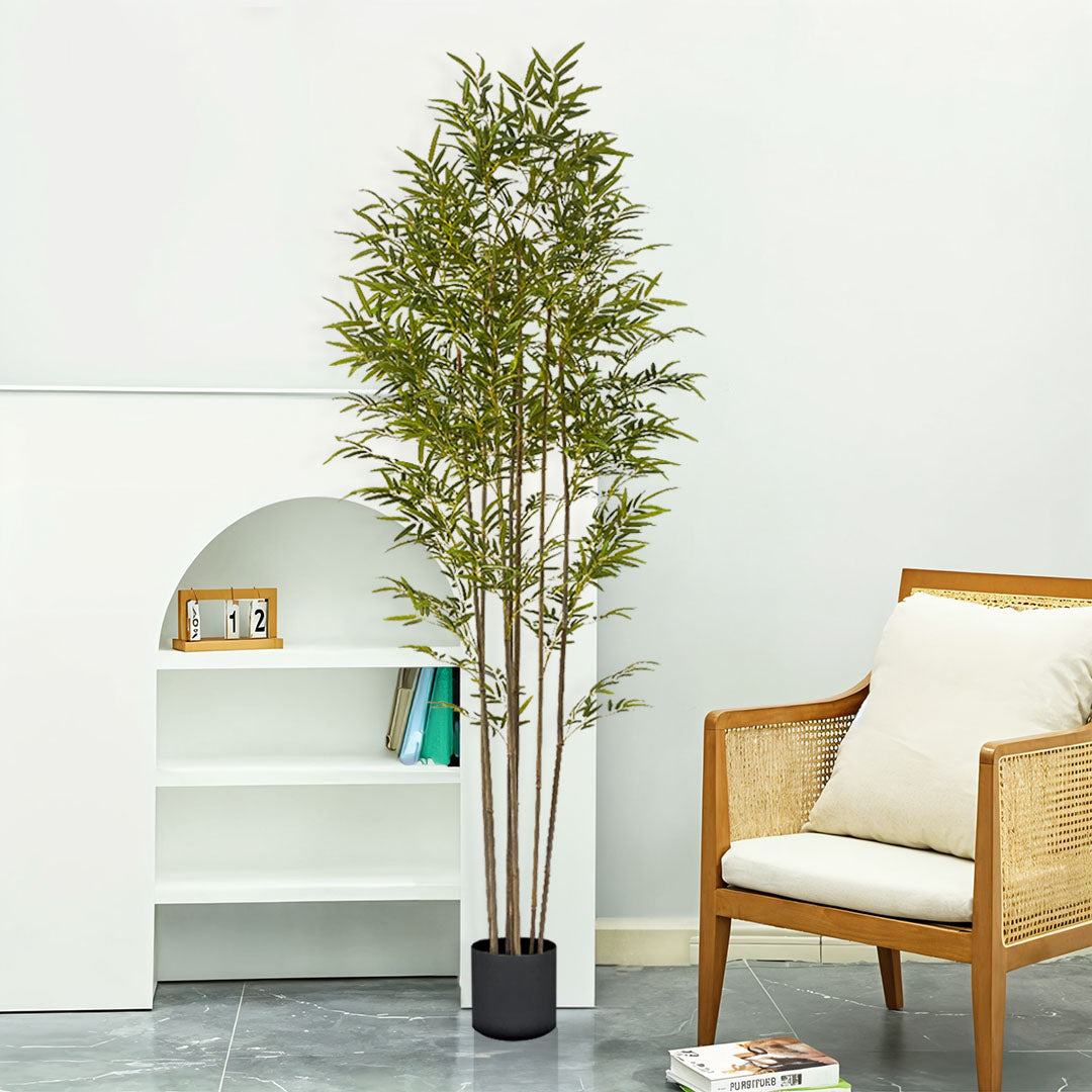 SOGA 240cm Lucky Bamboo Tree Bambusa Vulgaris Artificial Plant w/ 7 Branches Home Accent Decor • LUZ-APlantFHZ24