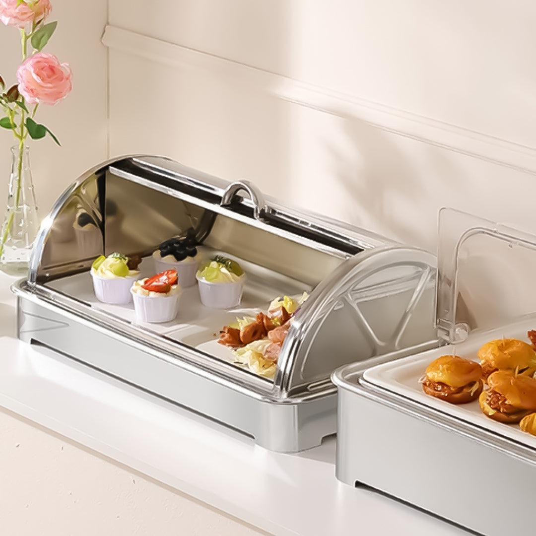 SOGA 59x38.5cm Silver Color Ceramic Serving Bowl Chafing Dish for Kitchen Essential • LUZ-ChafingDish6V13