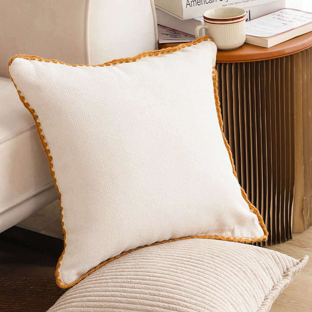 SOGA 2X 45cm Warm Wood Tone & Apricot Shell Edged Square Throw Pillow • LUZ-FrenchCushion234X2