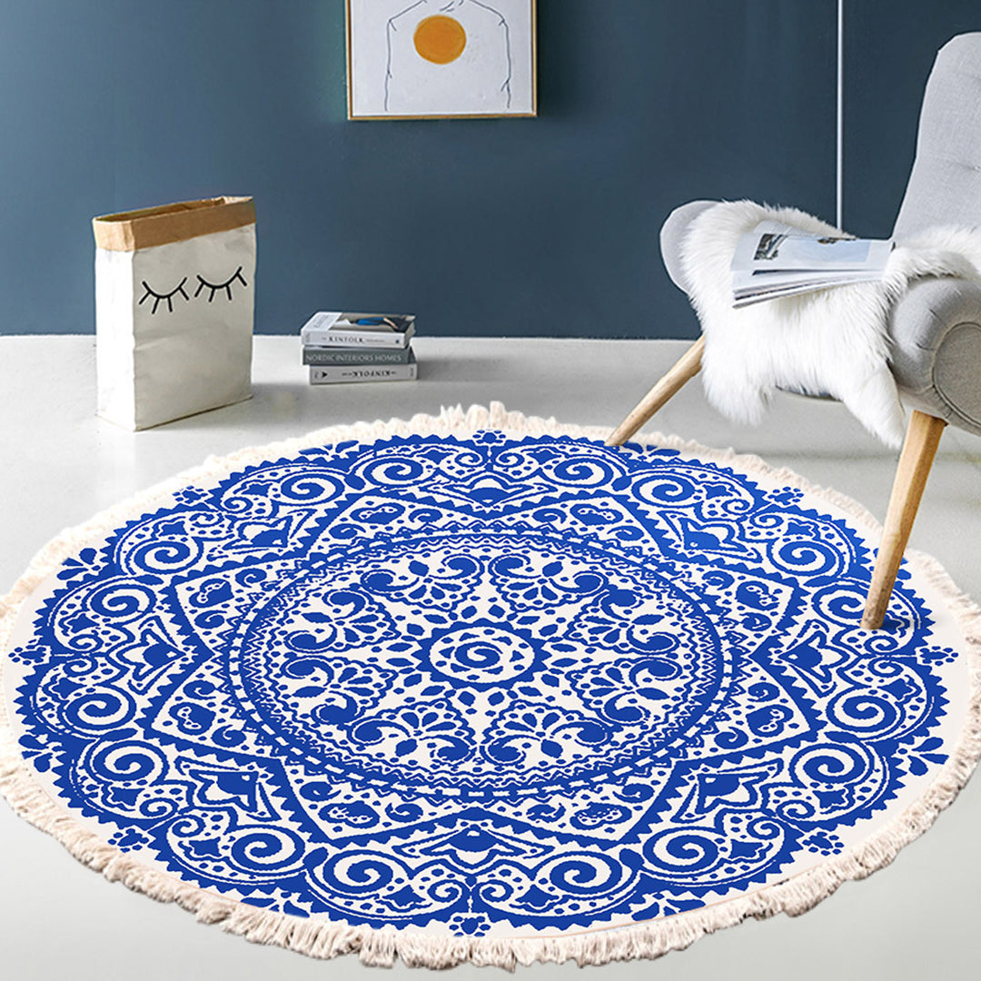 SOGA 2X 120cm Mandala Round Tapestry Indian Area Rug for Living Room Lounge, Anti-slip Doormat, Home Decor • LUZ-CarpetXLS56X2