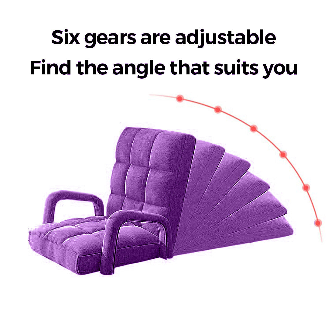 SOGA Foldable Lounge Cushion Adjustable Floor Lazy Recliner Chair with Armrest Purple • LUZ-LoungeArmPurple