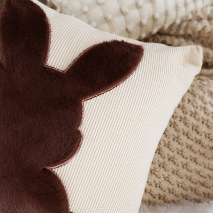SOGA 45cm Throw Pillow Light Tan Square Cushion with Soft Coffee Bunny Design Decorative Home Decor • LUZ-FrenchCushion281