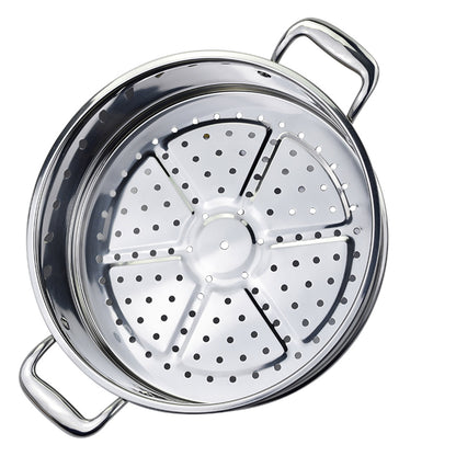SOGA 3 Tier 30cm Heavy Duty Stainless Steel Food Steamer Vegetable Pot Stackable Pan Insert with Glass Lid • LUZ-SteamerTRISTQ30