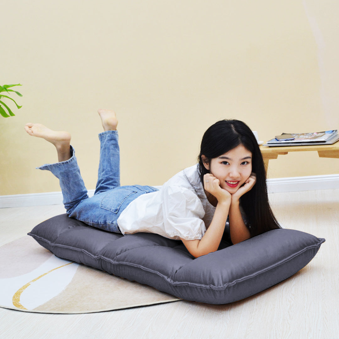 SOGA 4X Grey Lounge Recliner Lazy Sofa Bed Tatami Cushion Collapsible Backrest Seat Home Office Decor • LUZ-LoungeC3809X4