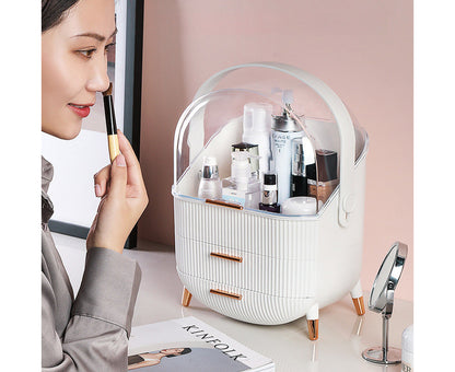 SOGA 2X 29cm White Countertop Makeup Cosmetic Storage Organiser Skincare Holder Jewelry Storage Box with Handle • LUZ-BathC109X2