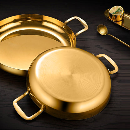 SOGA 32cm Flat Base Seafood Dry Pot in Elegant Gold Color with Durable for Kitchen Essential • LUZ-VICSoupPot31