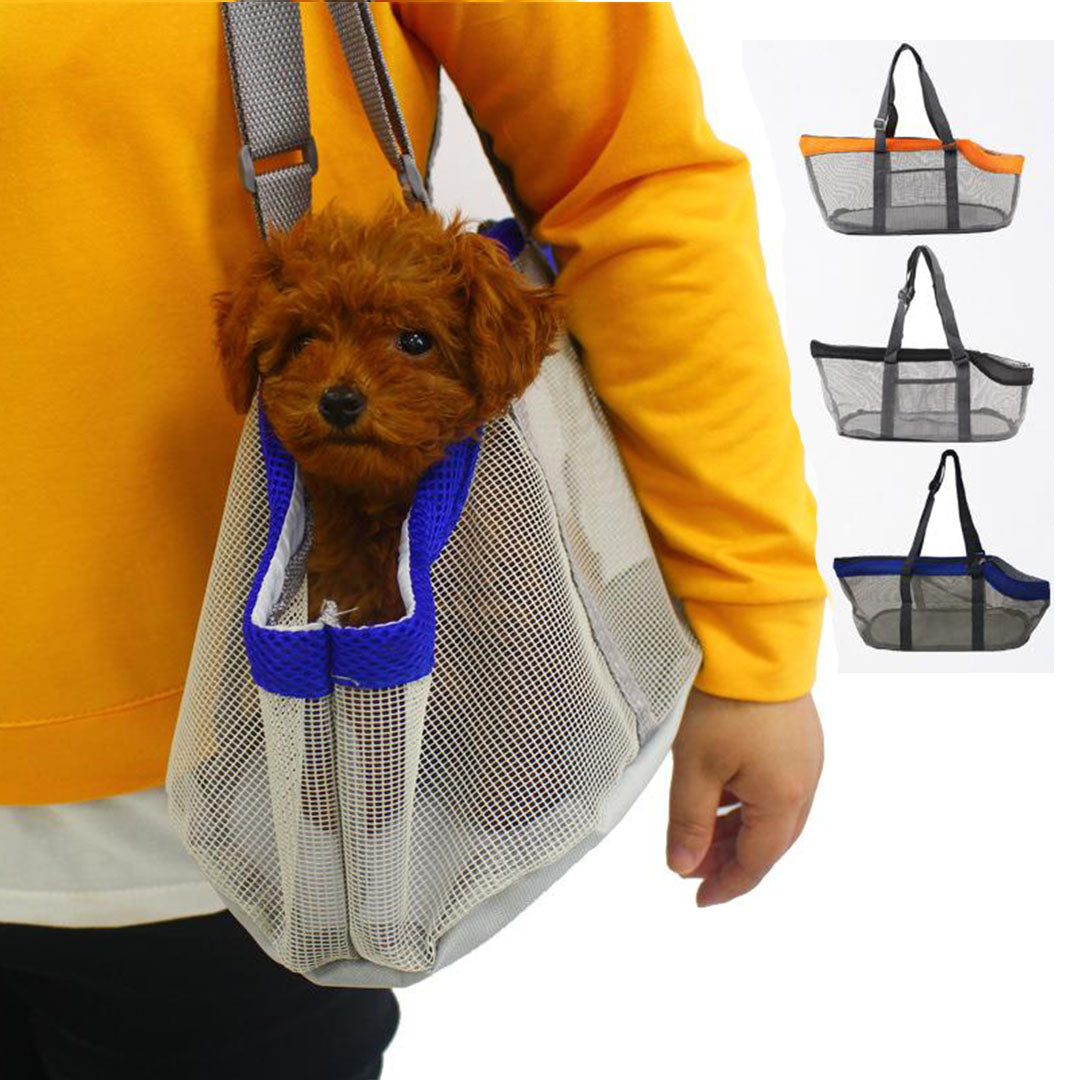 SOGA 2X Grey Pet Carrier Bag Breathable Net Mesh Tote Pouch Dog Cat Travel Essentials • LUZ-PetBagA43BLUX2