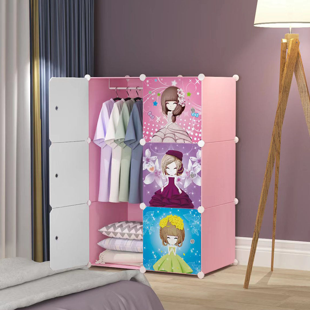 SOGA 6 Cubes  Princess Design Portable Wardrobe Divide-Grid Modular Storage Organiser Foldable Closet • LUZ-Wrobe1776