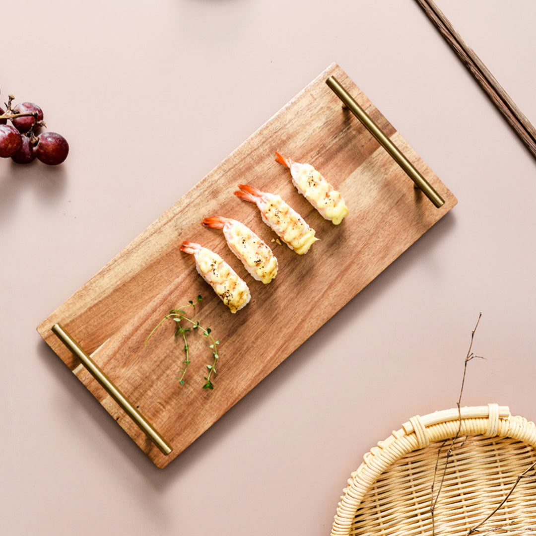 SOGA 2X 36cm Brown Rectangle Wooden Acacia Food Serving Tray Charcuterie Board Centerpiece  Home Decor • LUZ-WodC235X2