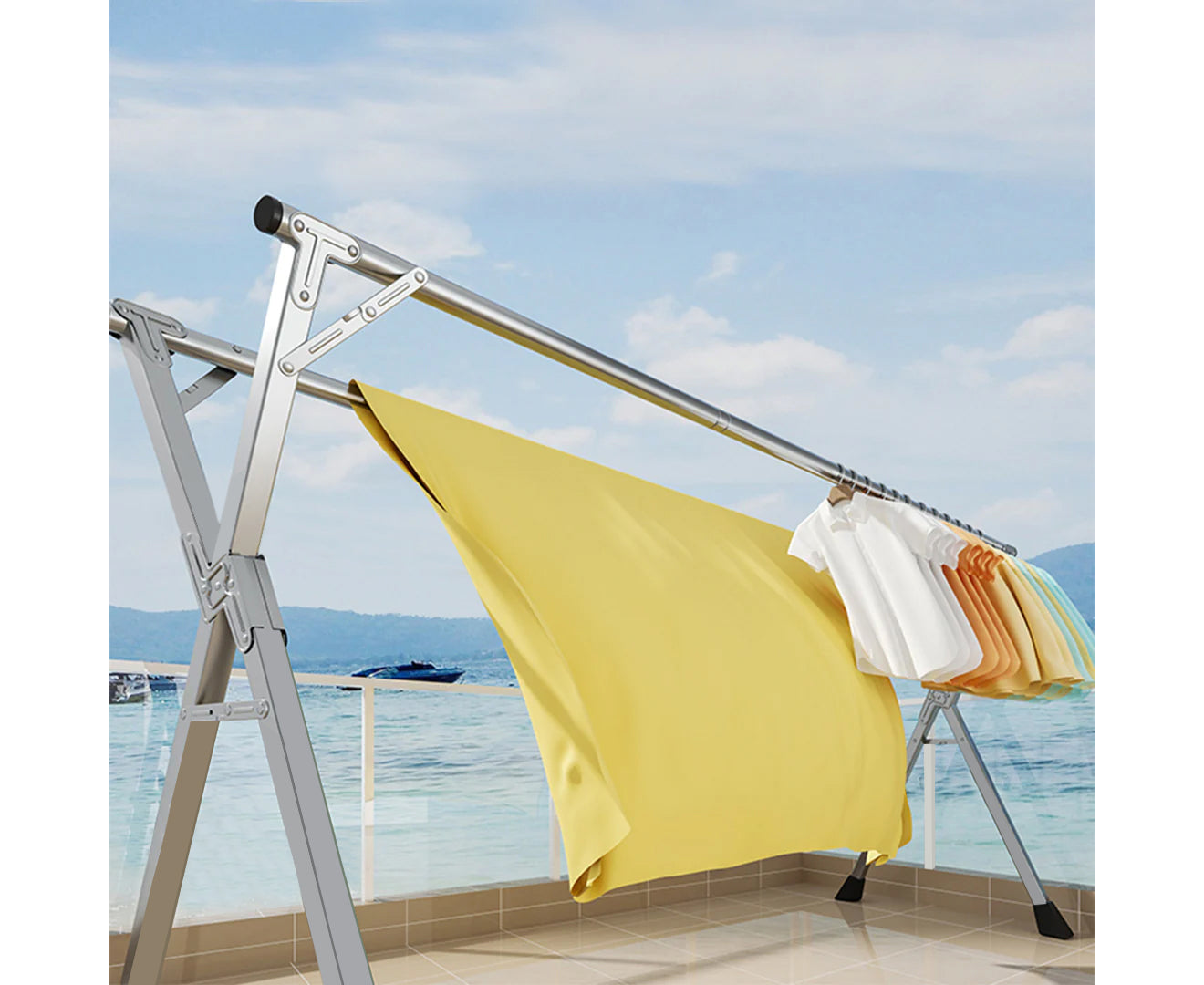 SOGA 1.6m Portable Standing Clothes Drying Rack Foldable Space-Saving Laundry Holder Indoor Outdoor • LUZ-BSXG2508