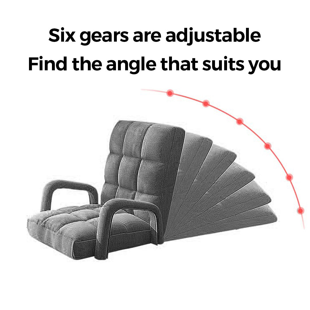 SOGA 4X Foldable Lounge Cushion Adjustable Floor Lazy Recliner Chair with Armrest Grey • LUZ-LoungeArmGreyX4