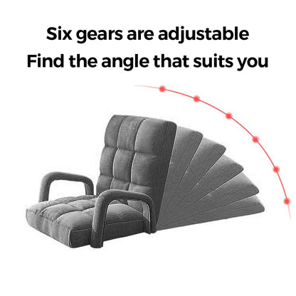 SOGA 4X Foldable Lounge Cushion Adjustable Floor Lazy Recliner Chair with Armrest Grey • LUZ-LoungeArmGreyX4