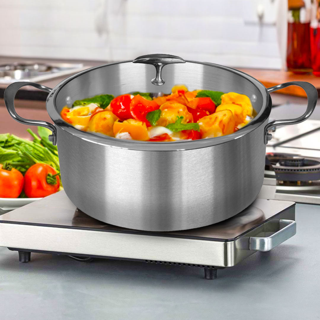 SOGA 2X Stainless Steel  26cm Casserole With Lid Induction Cookware LUZ-CasseroleSS422526CMX2