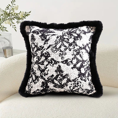 SOGA 2X 45cm Vintage Black Herringbone Pillowcase Set & Square Throw Pillow • LUZ-FrenchCushion254X2