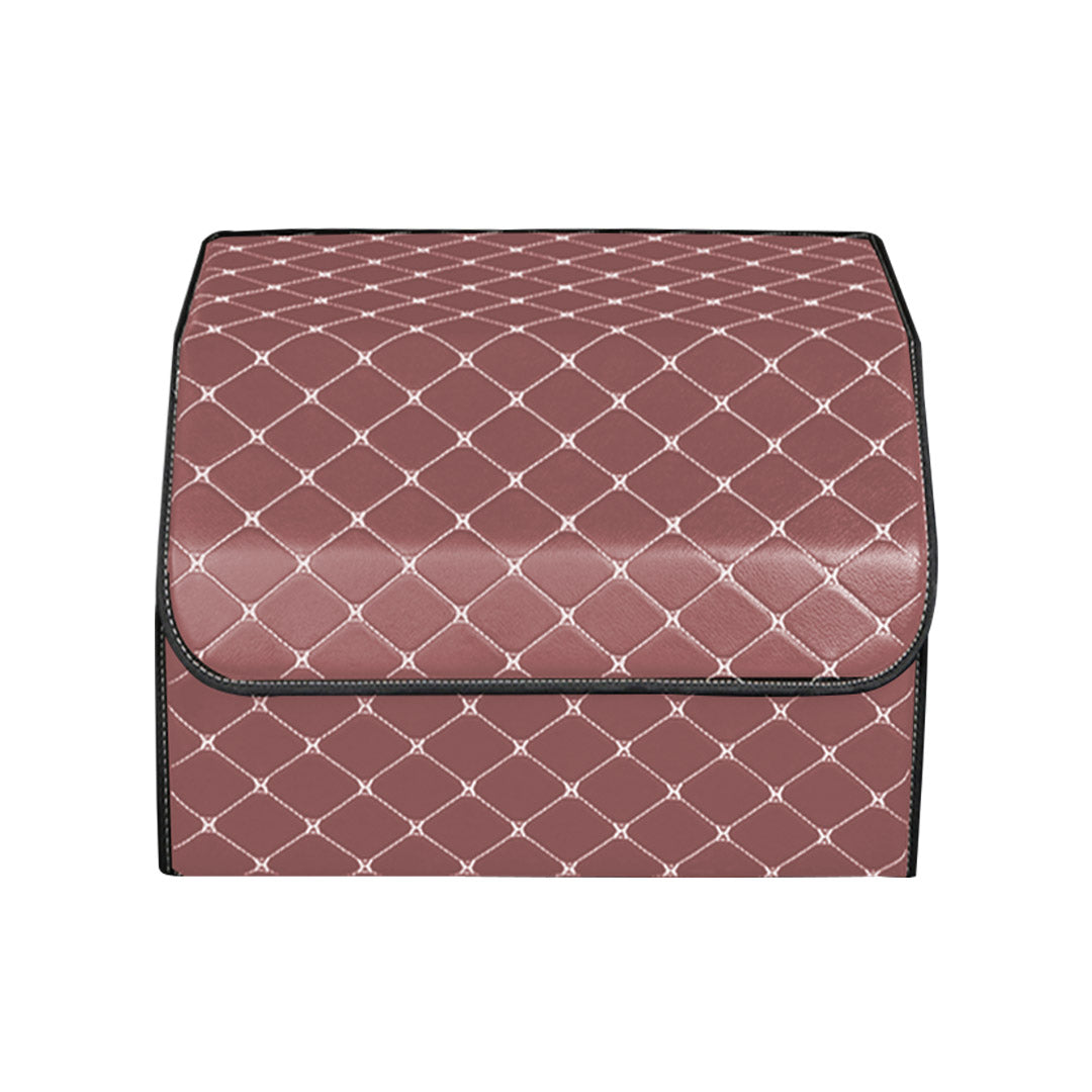 SOGA 4X Leather Car Boot Collapsible Foldable Trunk Cargo Organizer Portable Storage Box Coffee/Gold Stitch Small • LUZ-StorageCOFGLDSmlX4