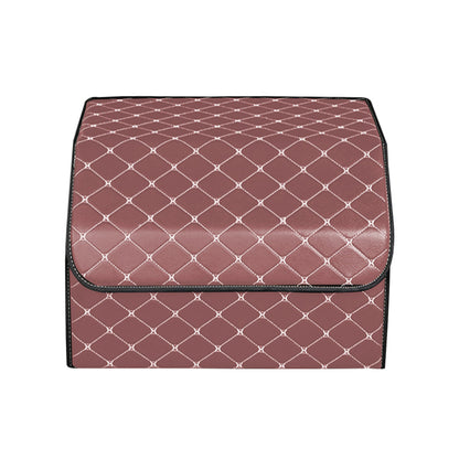 SOGA 4X Leather Car Boot Collapsible Foldable Trunk Cargo Organizer Portable Storage Box Coffee/Gold Stitch Small • LUZ-StorageCOFGLDSmlX4