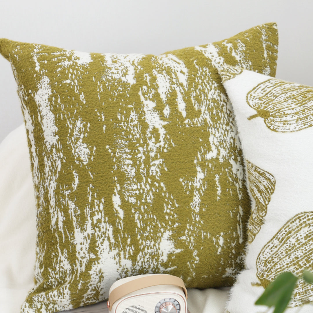SOGA 50cm Throw Pillow White and Olive Green Plush Polyester Fiber and Cotton for Home Decor • LUZ-FrenchCushion328