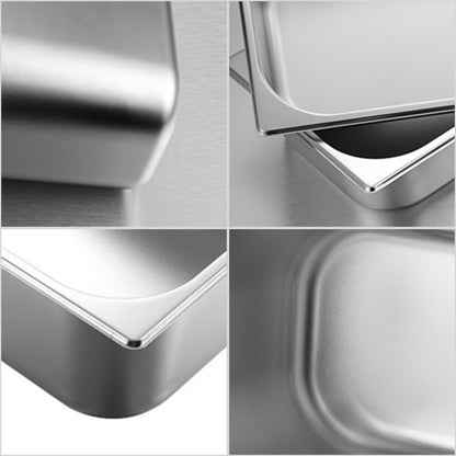 SOGA Gastronorm GN Pan Full Size 1/3 GN Pan 10cm Deep Stainless Steel Tray With Lid • LUZ-GP5416wLidX1