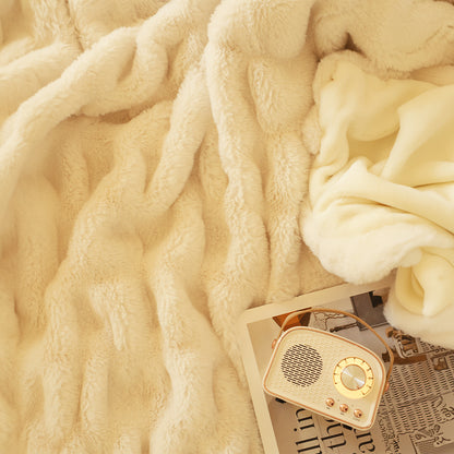 SOGA 150x200cm Throw Blanket White Double Layer Rabbit Fur Cozy Comfort with Stylish Decor • LUZ-BlanketFur340