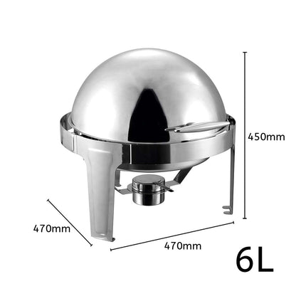 SOGA 4X 6L Stainless Steel Chafing Food Warmer Catering Dish Round Roll Top • LUZ-ChafingDish5638X4