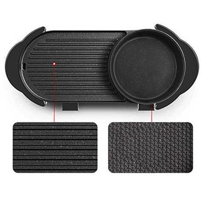 SOGA 2 in 1 Electric Non-Stick BBQ Teppanyaki Grill Plate Steamboat Hotpot 2-8 Person • LUZ-SteamboatHotPotandGrillLong