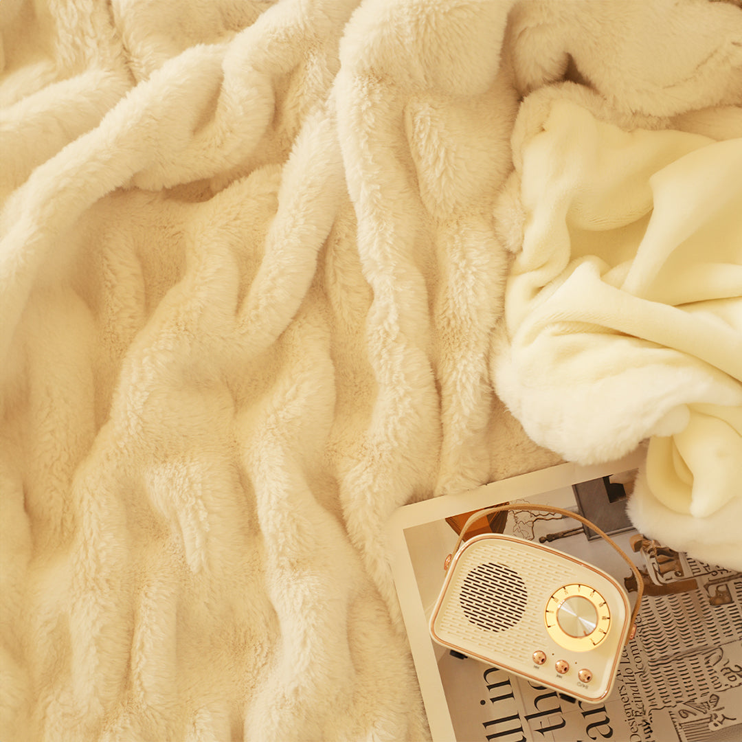 SOGA 2X 150x200cm Throw Blanket White Double Layer Rabbit Fur Cozy Comfort with Stylish Decor • LUZ-BlanketFur340X2