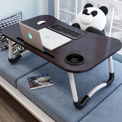 SOGA Black Portable Bed Table Adjustable Foldable Bed Sofa Study Table Laptop Mini Desk with Notebook Stand Cup Slot Home Decor • LUZ-BedTableH301