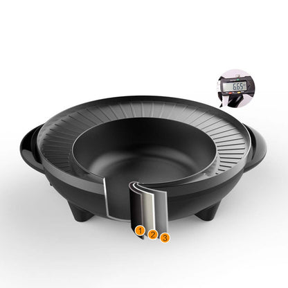 SOGA 2 in 1 Electric Stone Coated Teppanyaki Grill Plate Steamboat Hotpot 3-5 Person • LUZ-SteamboatHotPotandGrillRound