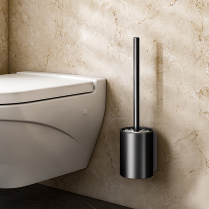 SOGA 2X 27cm Wall-Mounted Toilet Brush with Holder Bathroom Cleaning Scrub Black • LUZ-TAN1043X2