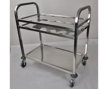 SOGA 2 Tier Stainless Steel 8 Compartment Kitchen Seasoning Car Service Trolley Condiment Holder Cart Spice Bowl • LUZ-FoodCart1209