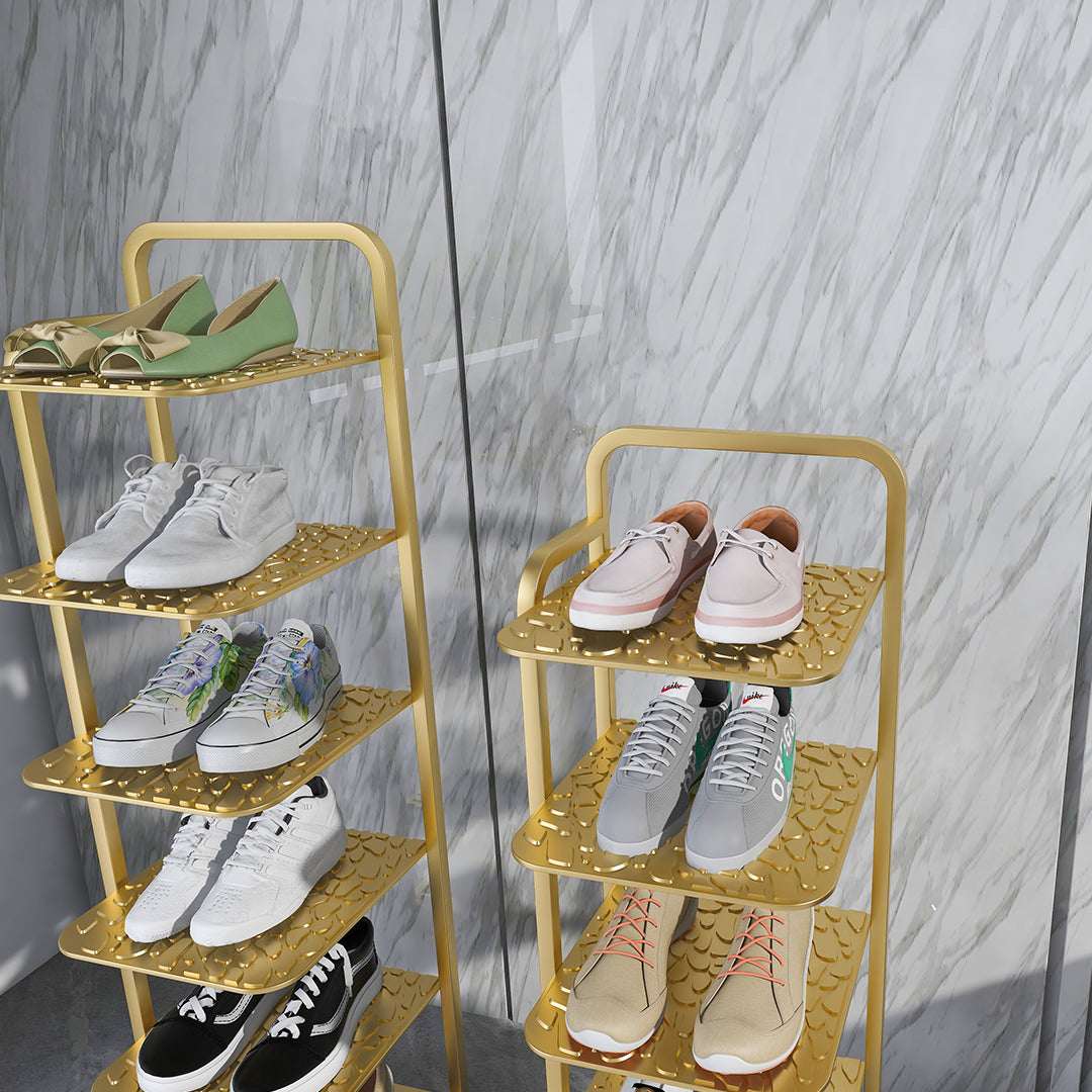 SOGA 6 Tier Gold Plated Metal Shoe Organizer Space Saving Portable Footwear Storage Shelf • LUZ-FPotXJ1221