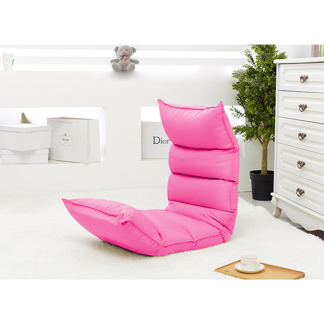 SOGA 2X Foldable Tatami Floor Sofa Bed Meditation Lounge Chair Recliner Lazy Couch Pink • LUZ-LoungeLeatherPinkX2