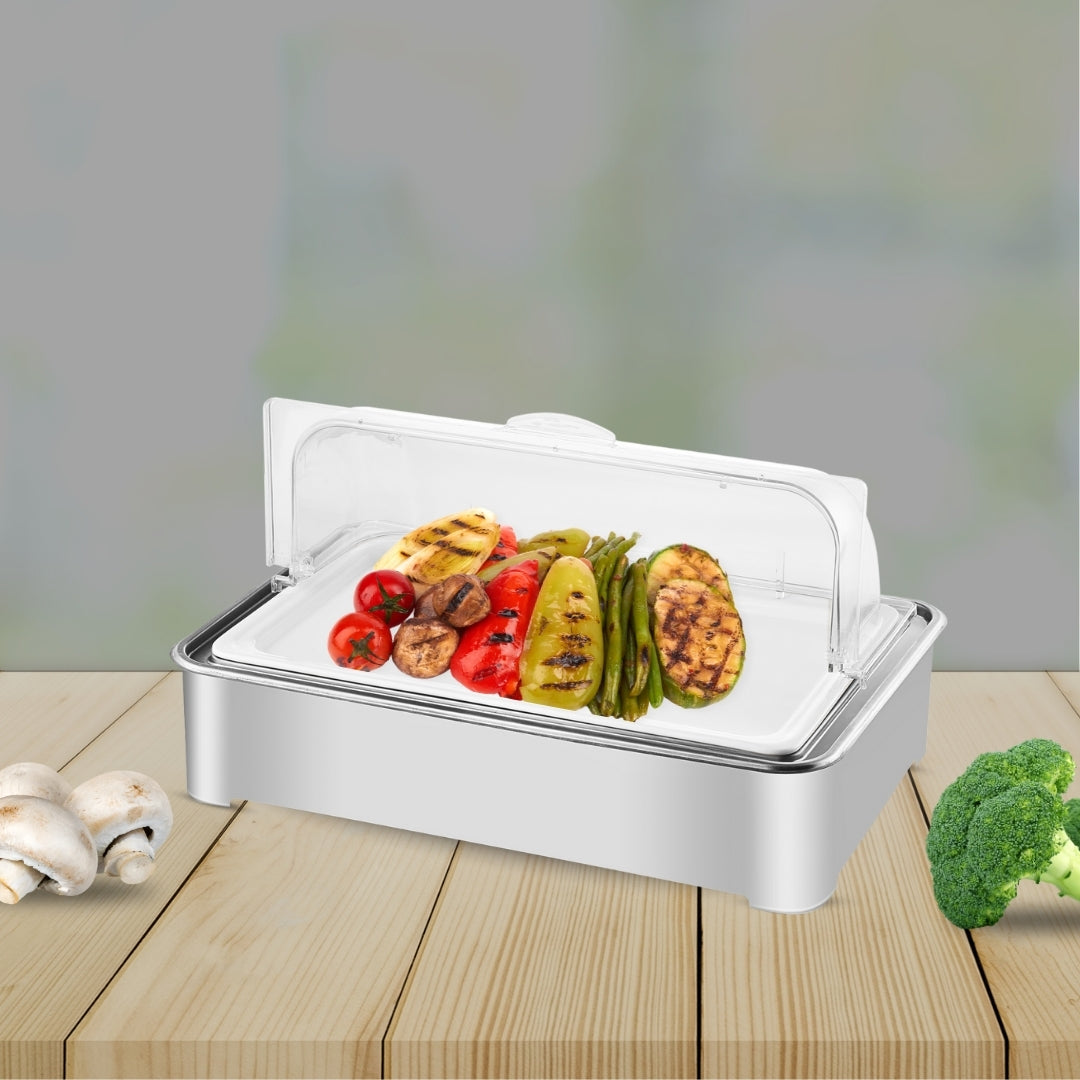 SOGA 59x38.5cm Silver Color Ceramic Serving Bowl Chafing Dish for Kitchen Essential • LUZ-ChafingDish6V12