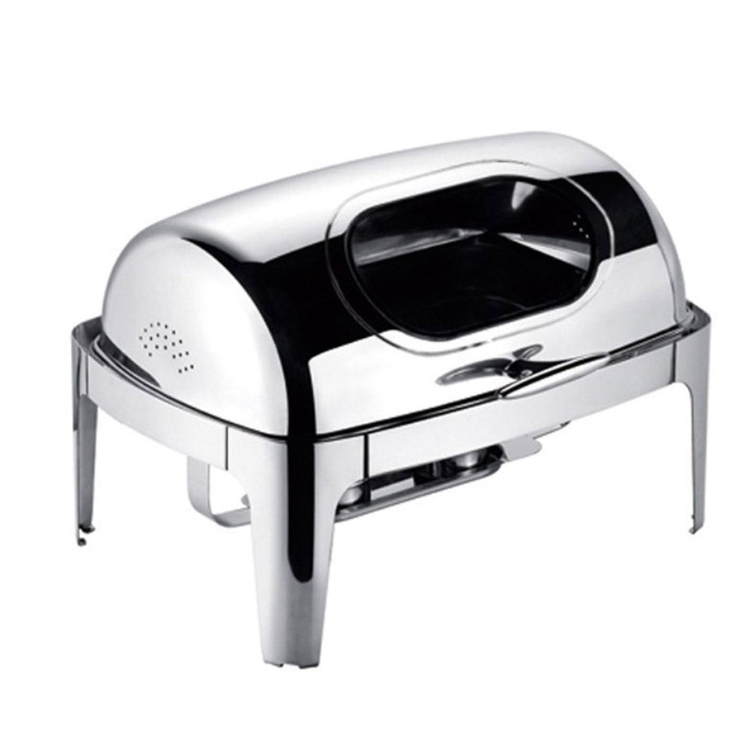 SOGA 4X 6.5L Stainless Steel Double Soup Tureen Bowl Station Roll Top Buffet Chafing Dish Catering Chafer Food Warmer Server • LUZ-ChafingDishV4A2X4