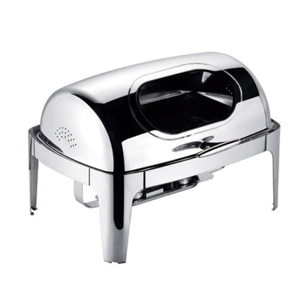 SOGA 4X 6.5L Stainless Steel Double Soup Tureen Bowl Station Roll Top Buffet Chafing Dish Catering Chafer Food Warmer Server • LUZ-ChafingDishV4A2X4