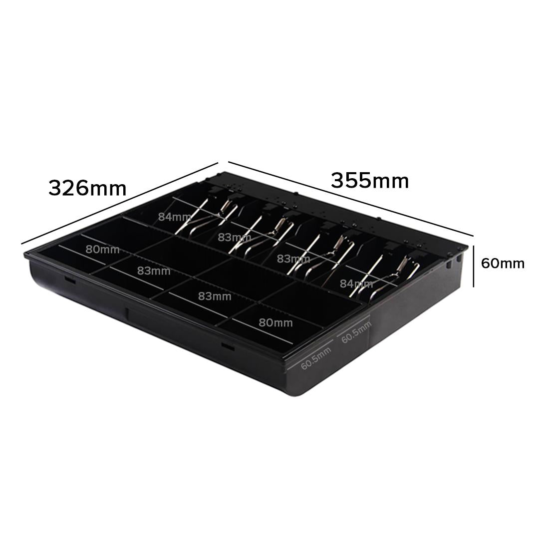 SOGA Black Heavy Duty Cash Drawer Electronic 4 Bills 8 Coins Cheque Slot Tray Pos 410 • LUZ-CashDrawer410