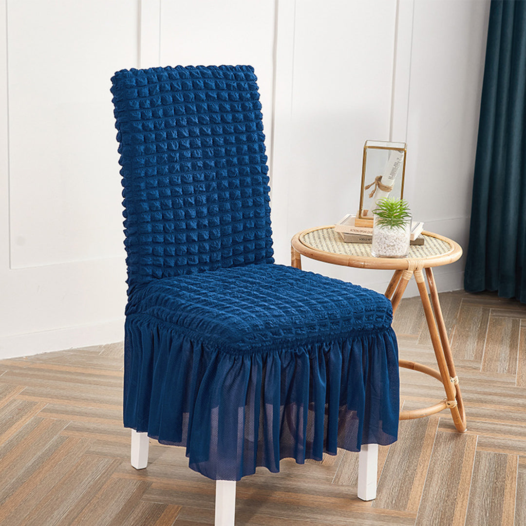 SOGA 2X Blue Chair Cover Seat Protector with Ruffle Skirt Stretch Slipcover Wedding Party Home Decor • LUZ-Chaircov22BX2