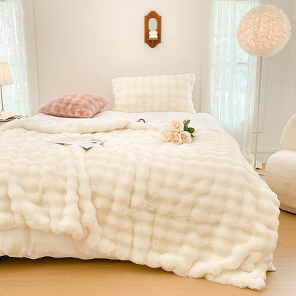 SOGA 200cm Creamy White Fur Fuzzy Super Soft and Cozy Fluffy Throw Blanket • LUZ-BlanketFur337