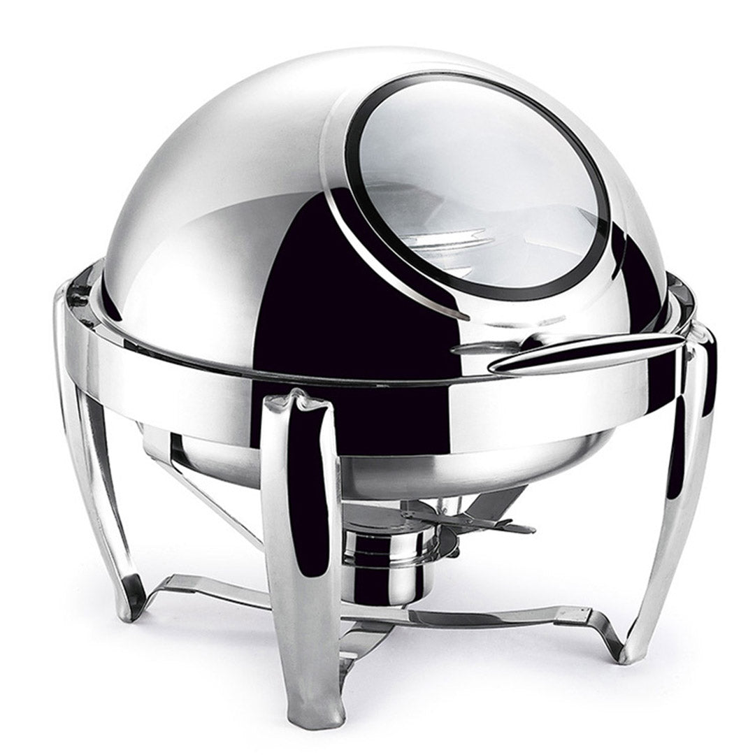 SOGA 4X 6.5L Stainless Steel Round Soup Tureen Bowl Station Roll Top Buffet Chafing Dish Catering Chafer Food Warmer Server • LUZ-ChafingDishV7A1X4