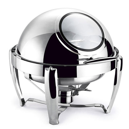 SOGA 4X 6.5L Stainless Steel Round Soup Tureen Bowl Station Roll Top Buffet Chafing Dish Catering Chafer Food Warmer Server • LUZ-ChafingDishV7A1X4