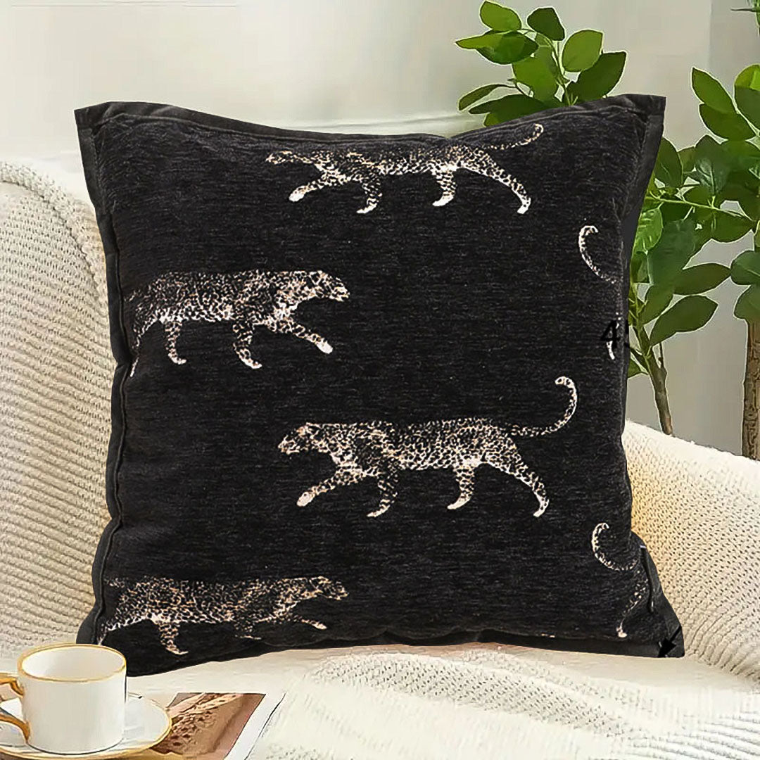 SOGA 2X 45cm Light Luxury Vintage Leopard Print Square Black Throw Pillow • LUZ-FrenchCushion253X2