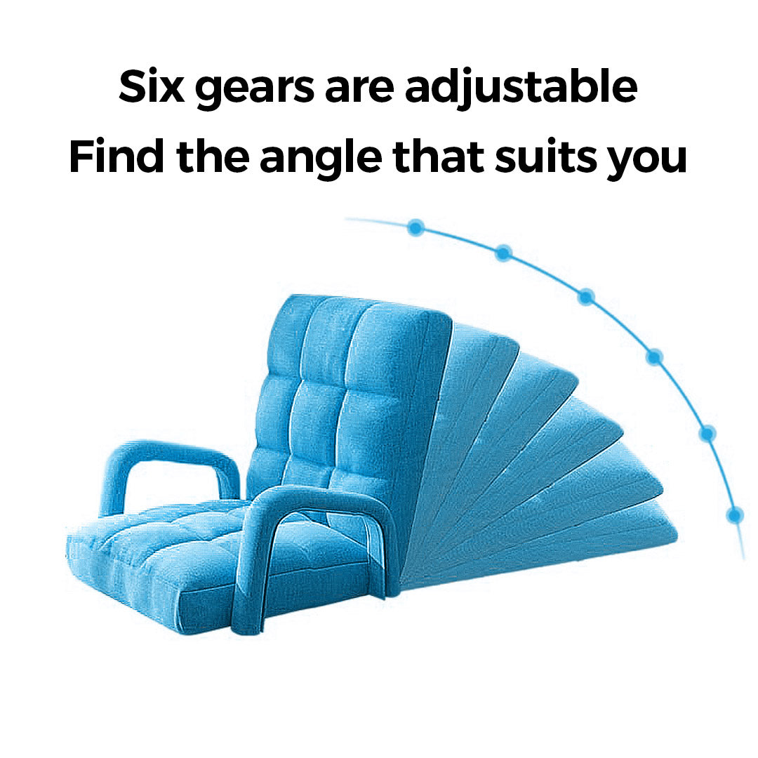 SOGA 4X Foldable Lounge Cushion Adjustable Floor Lazy Recliner Chair with Armrest Blue • LUZ-LoungeArmBlueX4